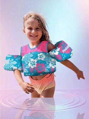Body Glove Kids Aqua & Pink Floral Swim Vest with Arm Floaties